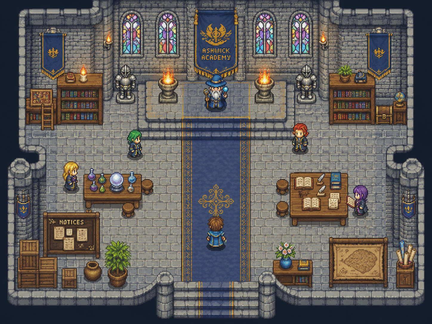 The entrance hall of Ashwick Academy